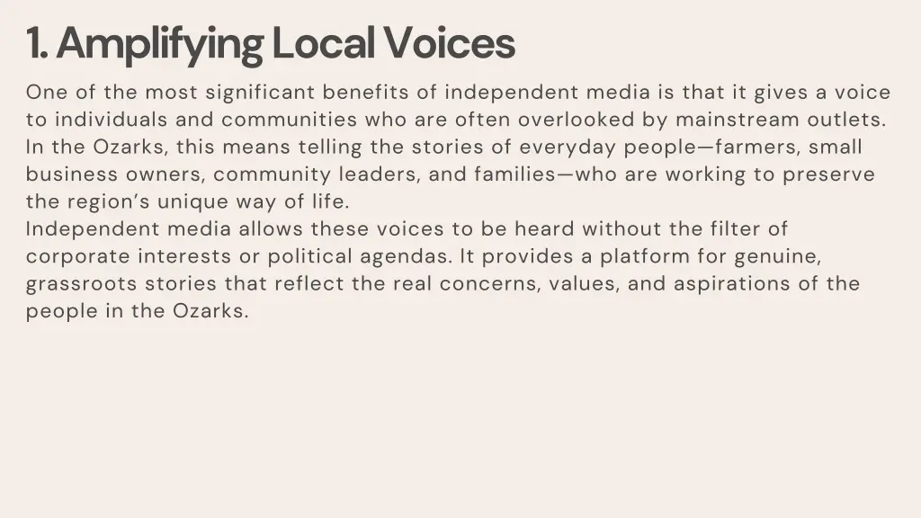 1 amplifying local voices one of the most