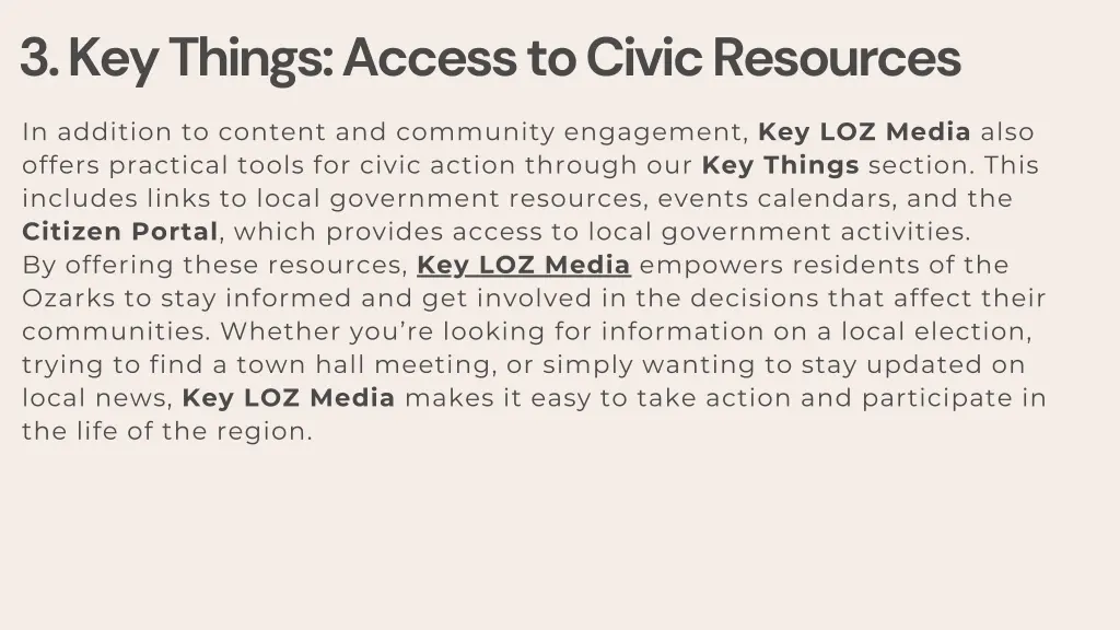 3 key things access to civic resources