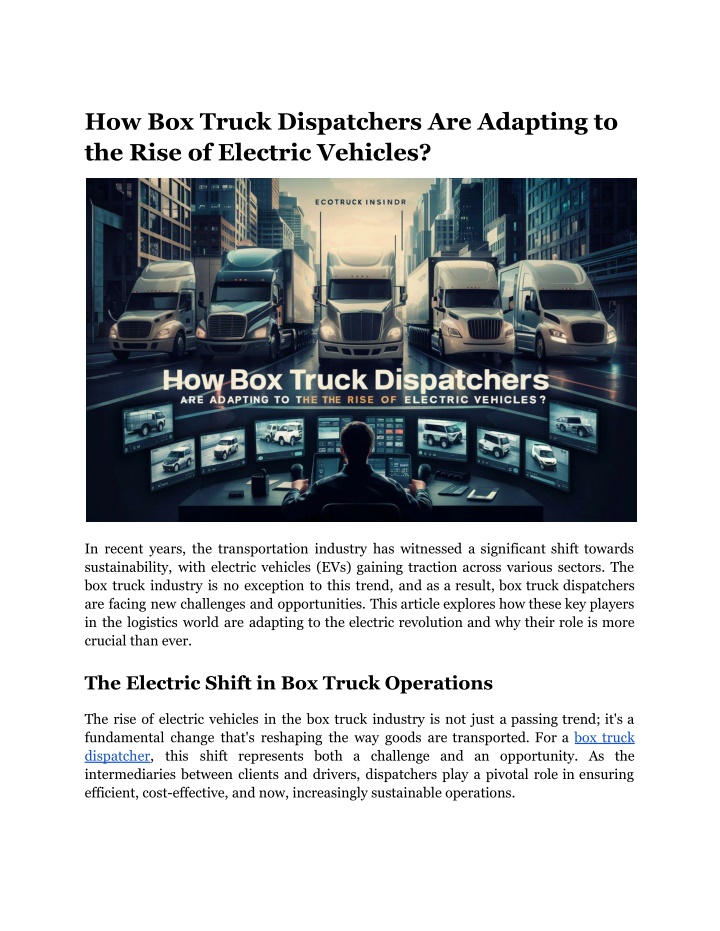 how box truck dispatchers are adapting