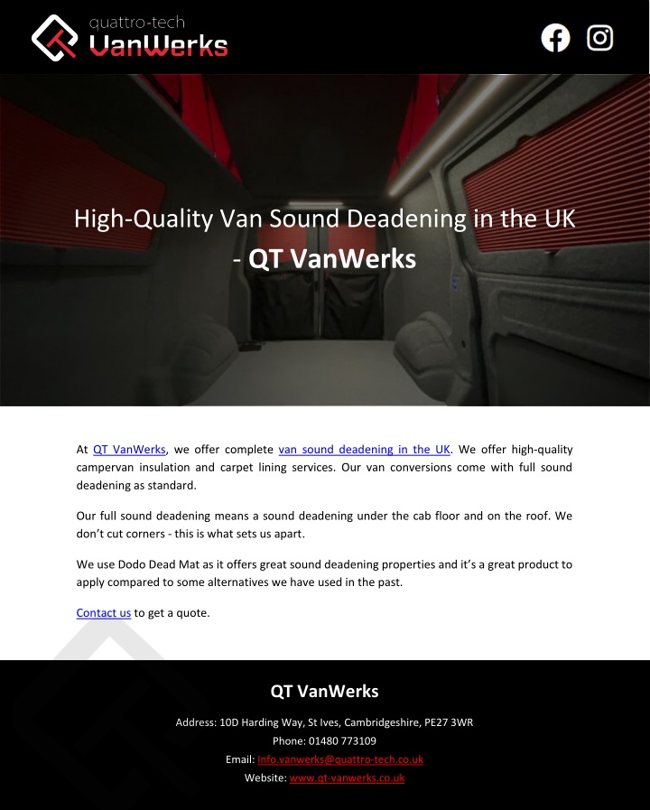 high quality van sound deadening