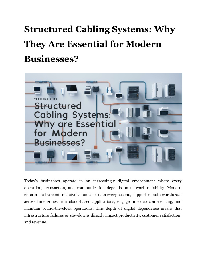 structured cabling systems why