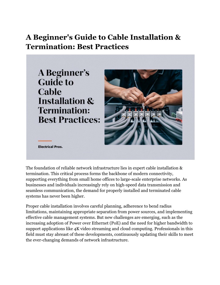 a beginner s guide to cable installation