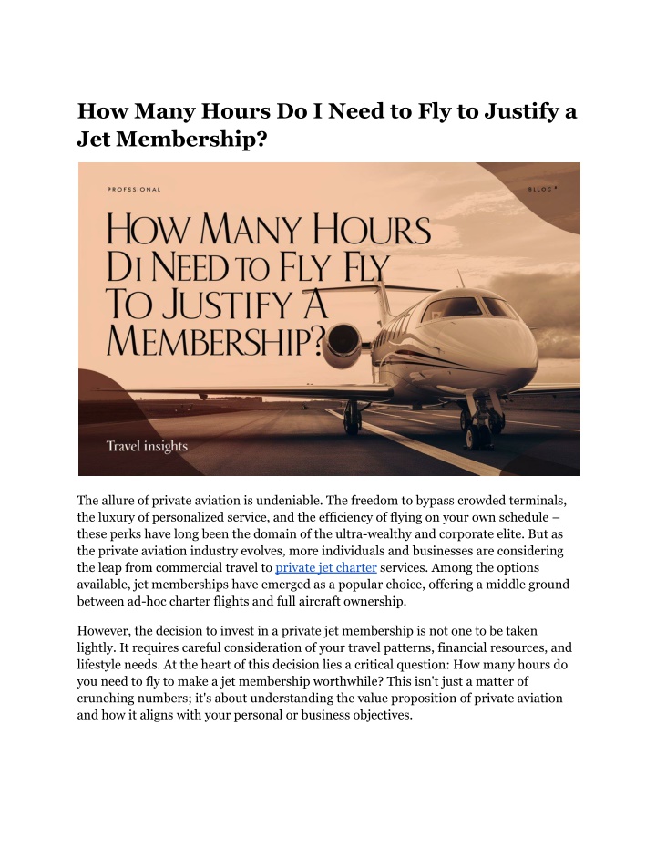 how many hours do i need to fly to justify