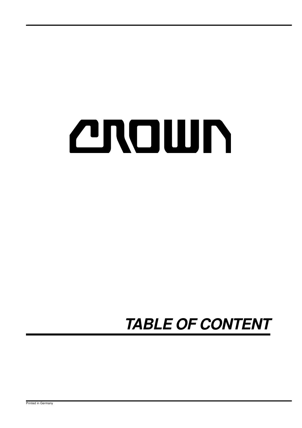 table of content