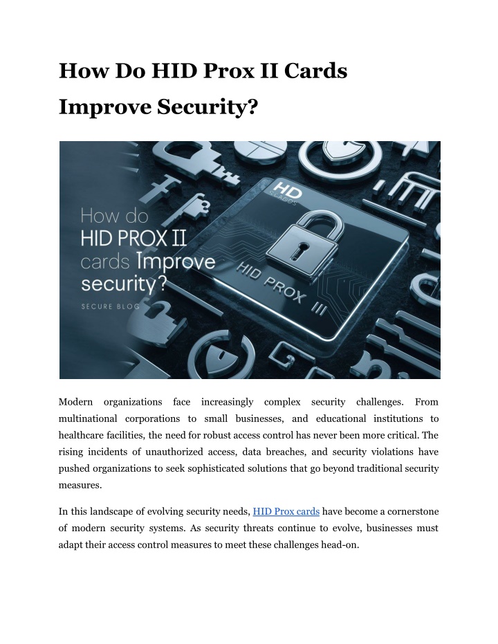 how do hid prox ii cards