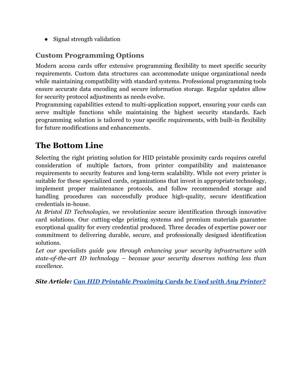 signal strength validation