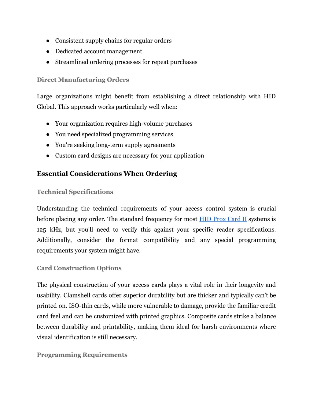 consistent supply chains for regular orders