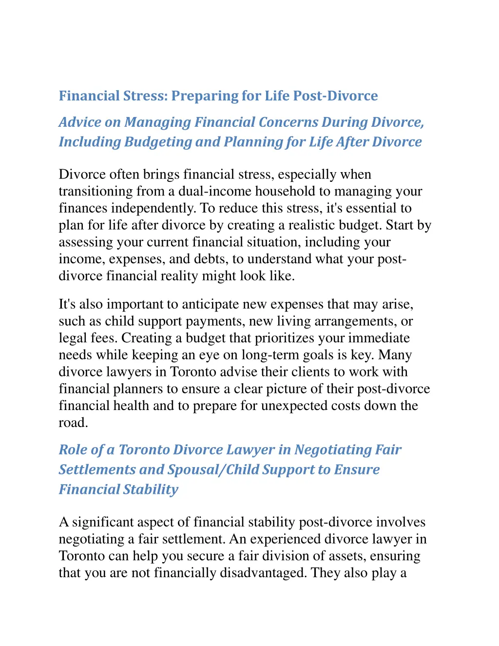 financial stress preparing for life post divorce