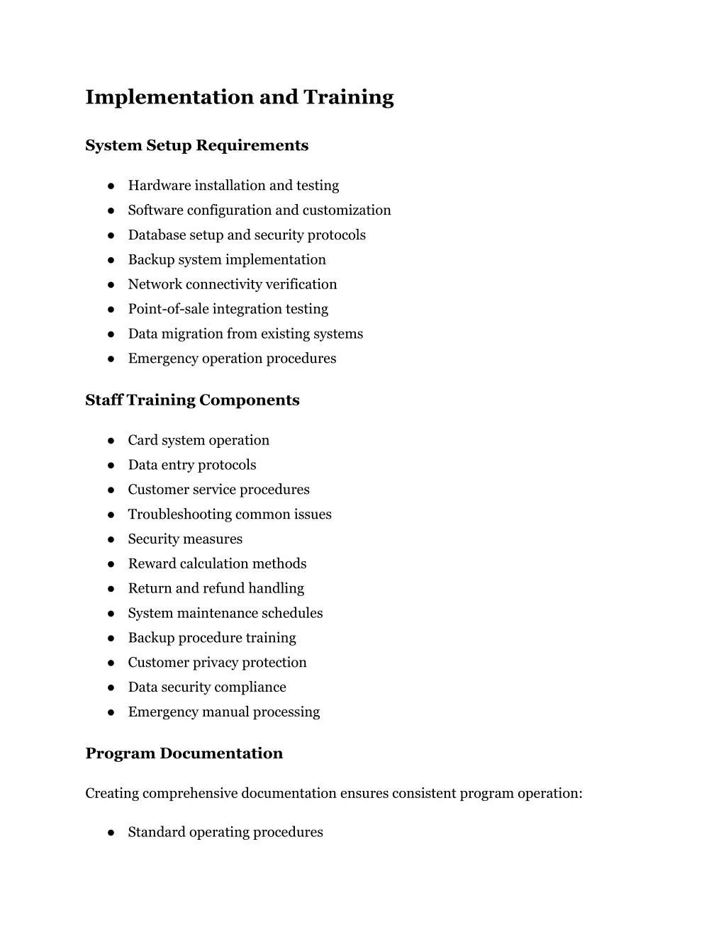 implementation and training