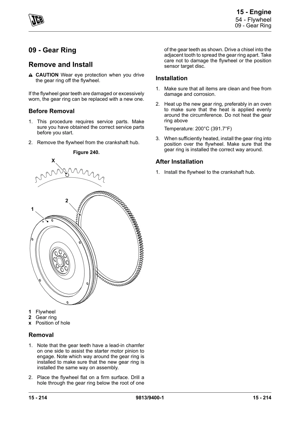 15 engine 54 flywheel 09 gear ring