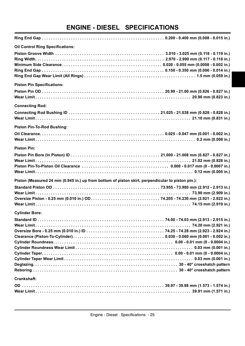 engine diesel specifications 2