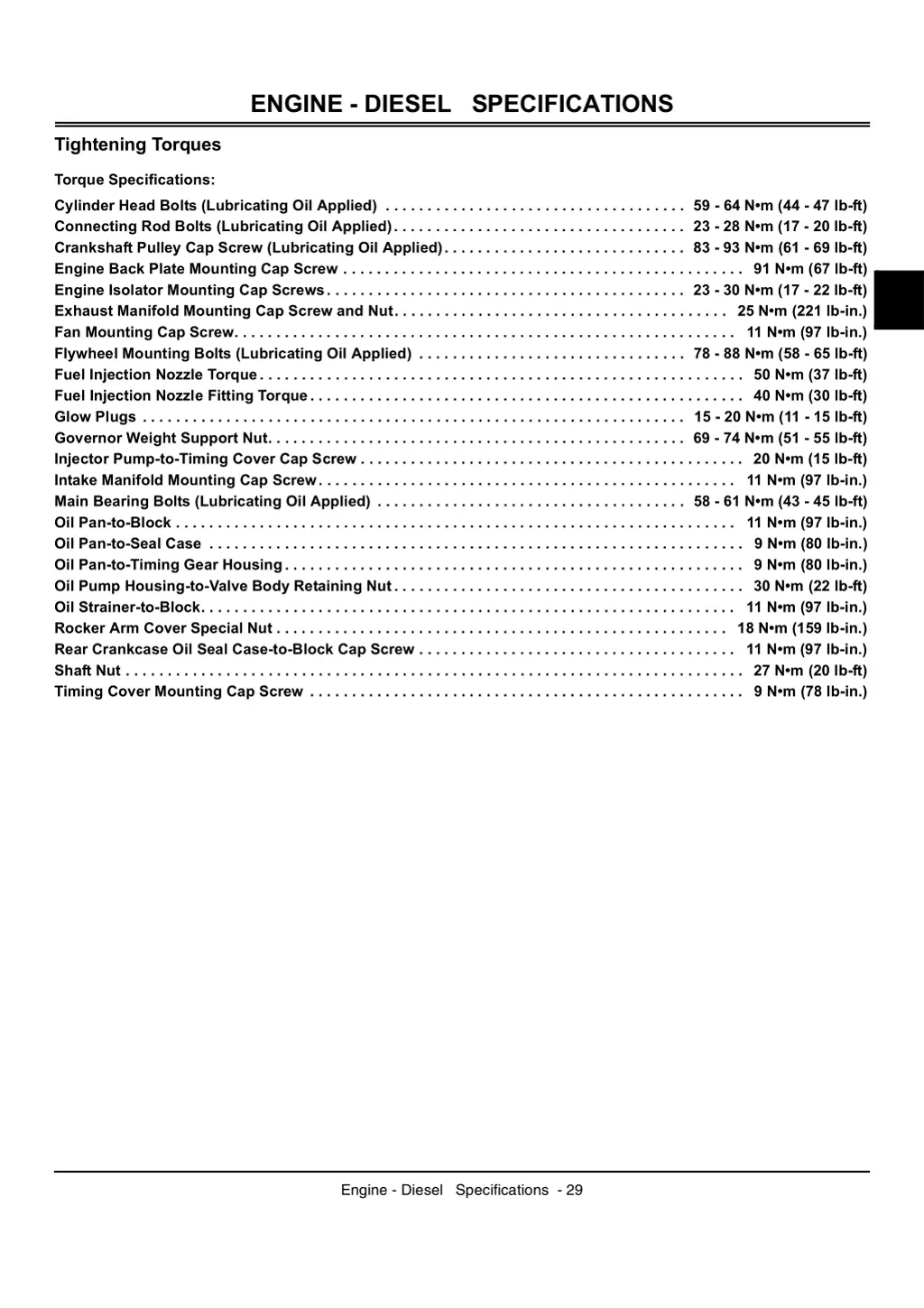 engine diesel specifications 6