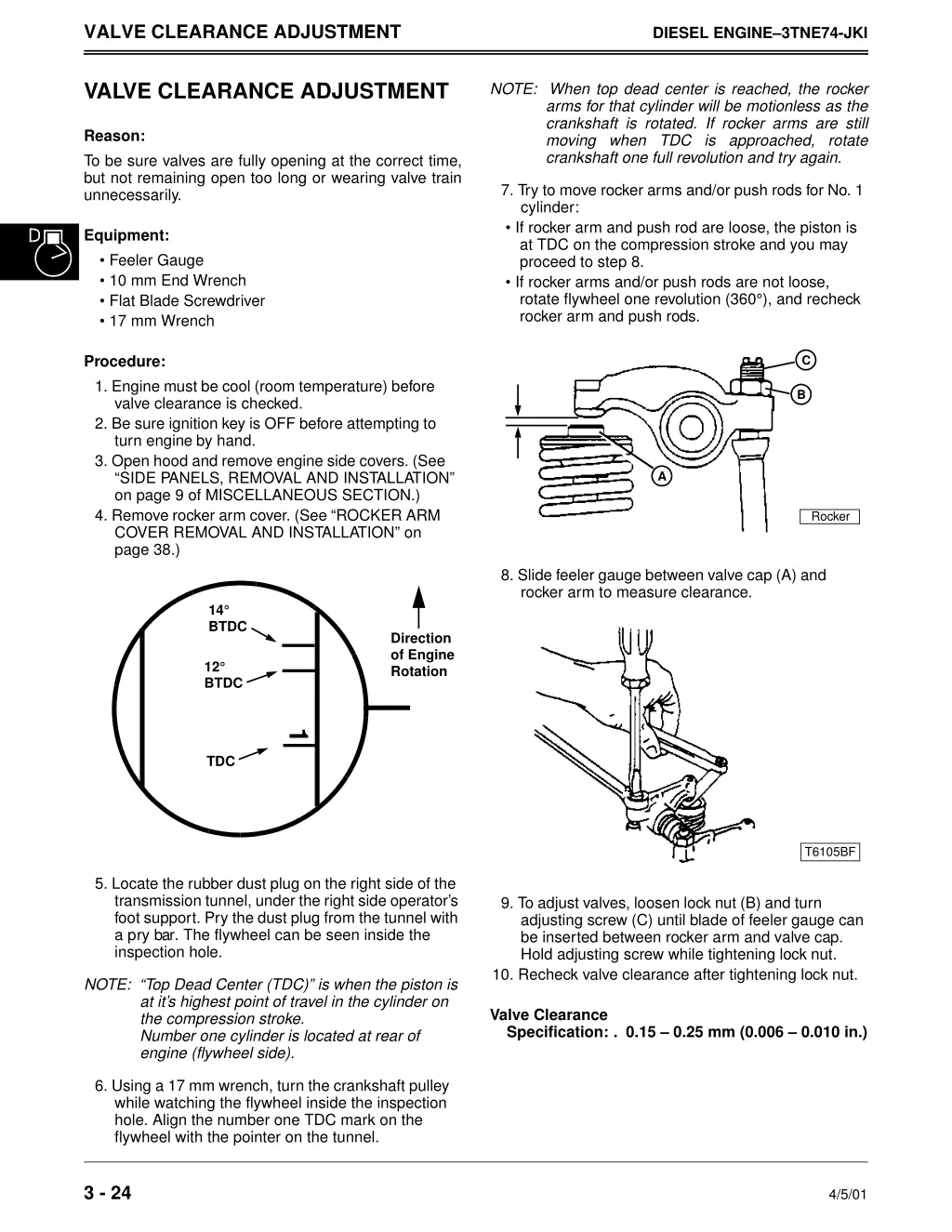 valve clearance adjustment