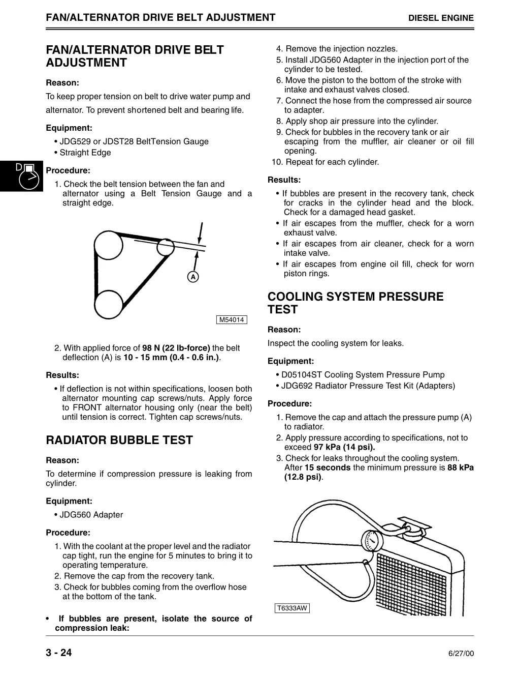 fan alternator drive belt adjustment