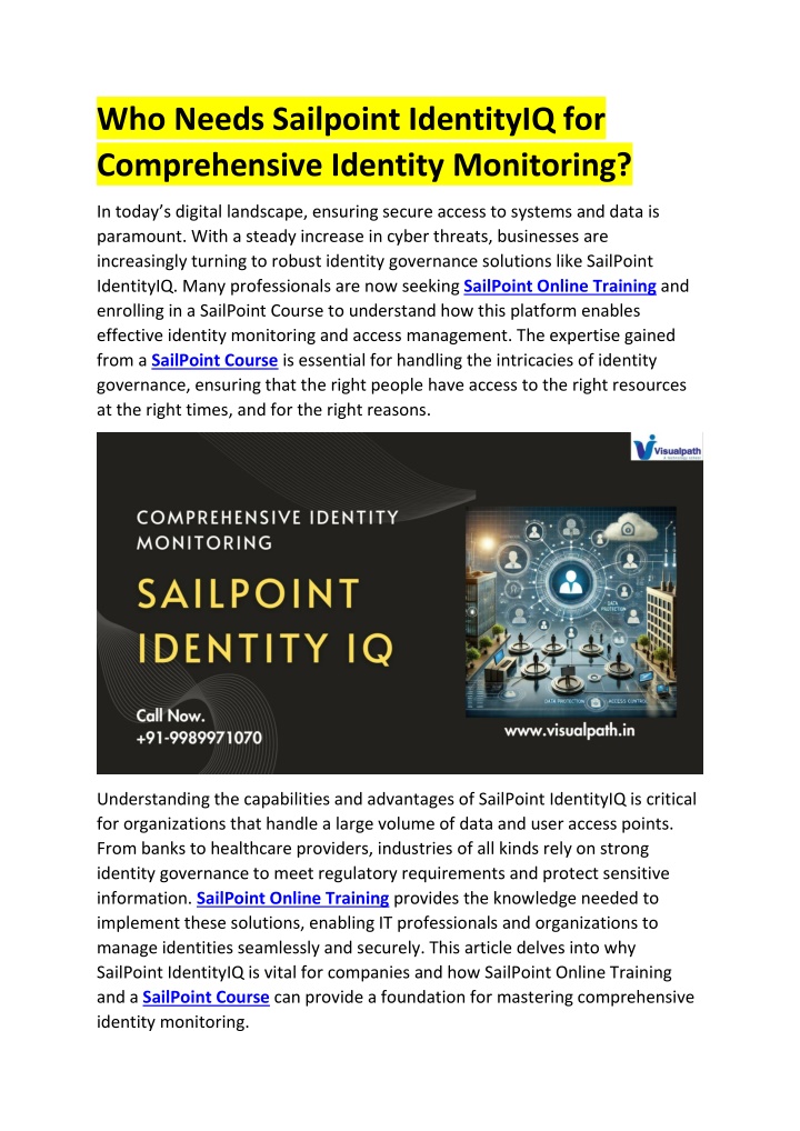 who needs sailpoint identityiq for comprehensive