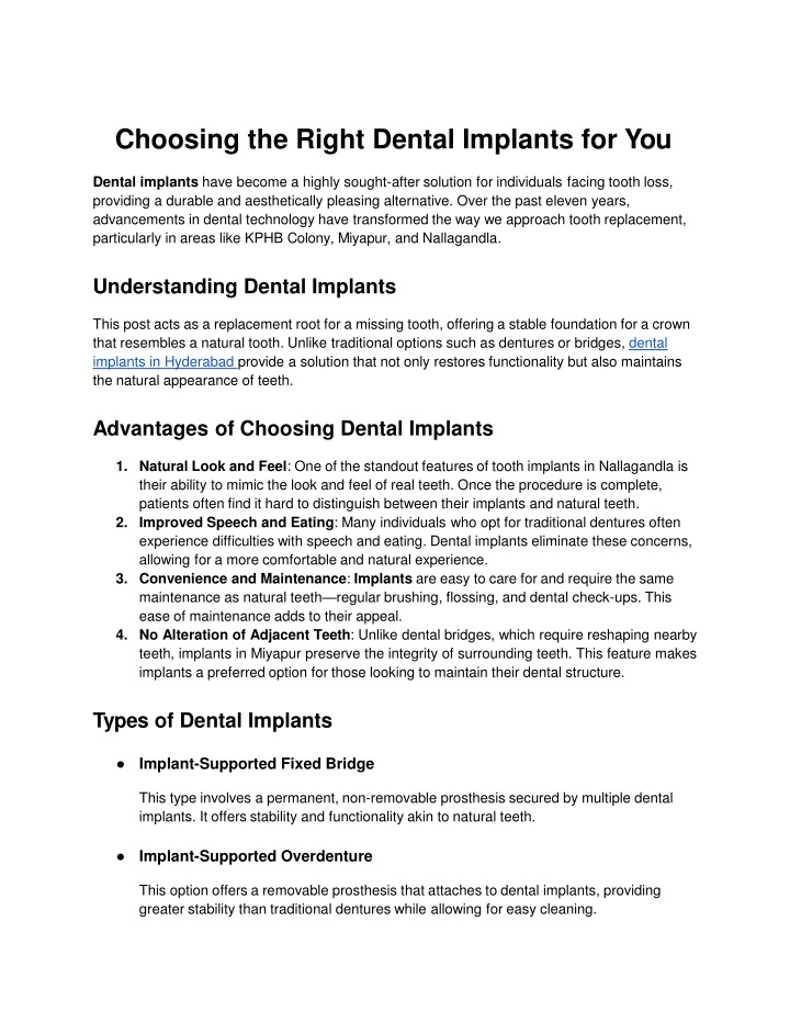 choosing the right dental implants for you