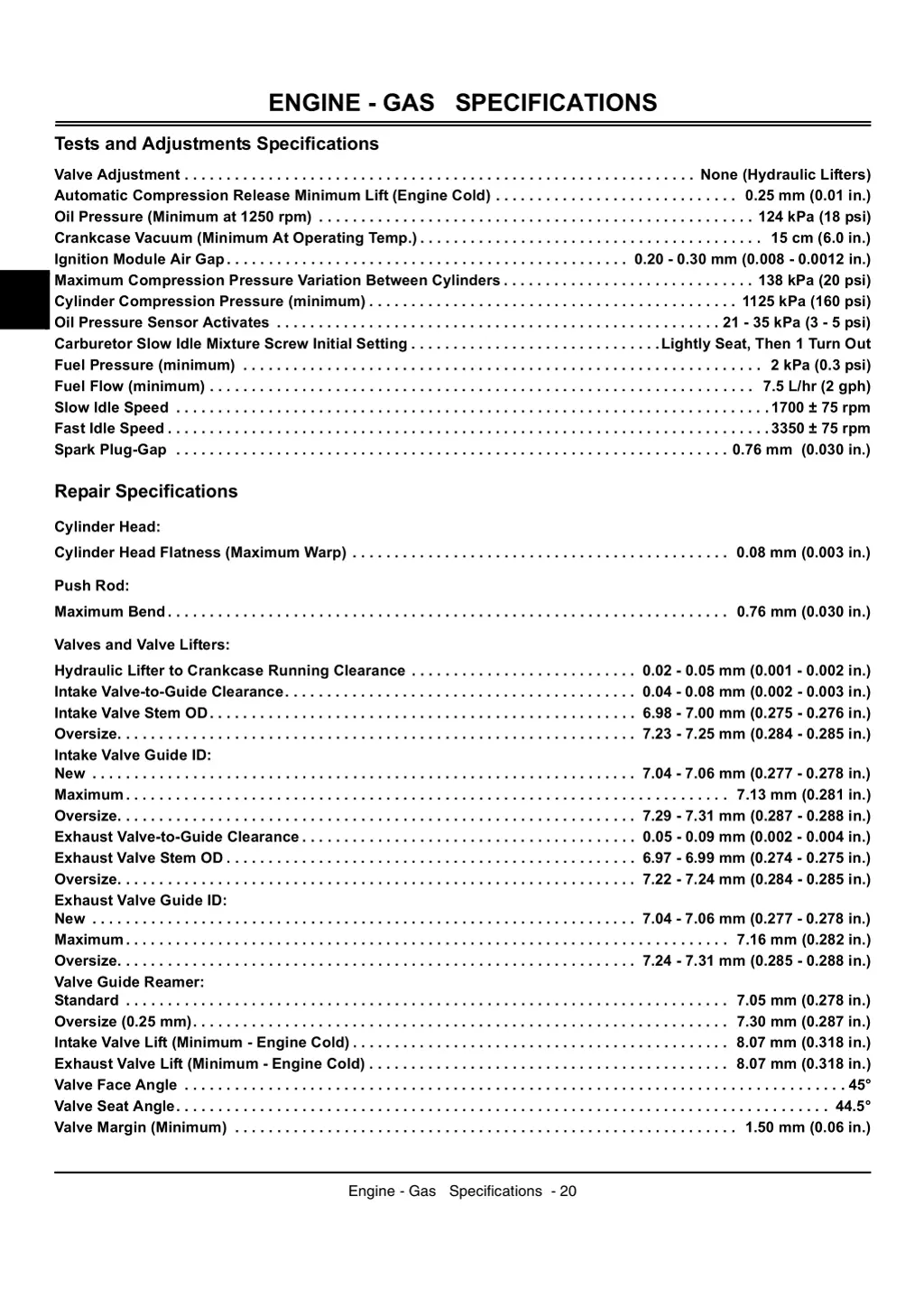 engine gas specifications 1