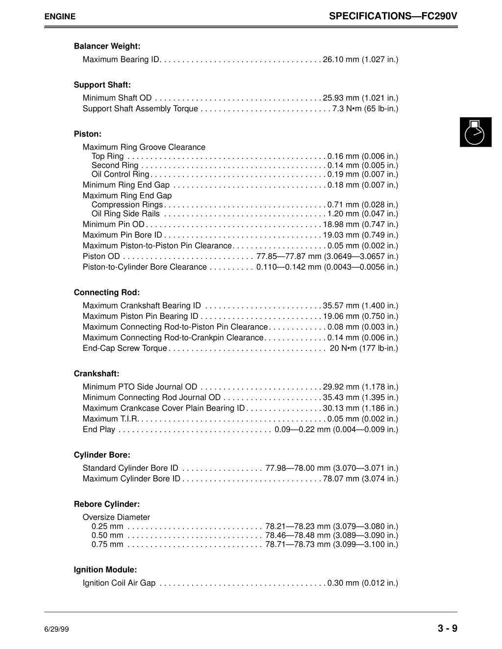 specifications fc290v 2