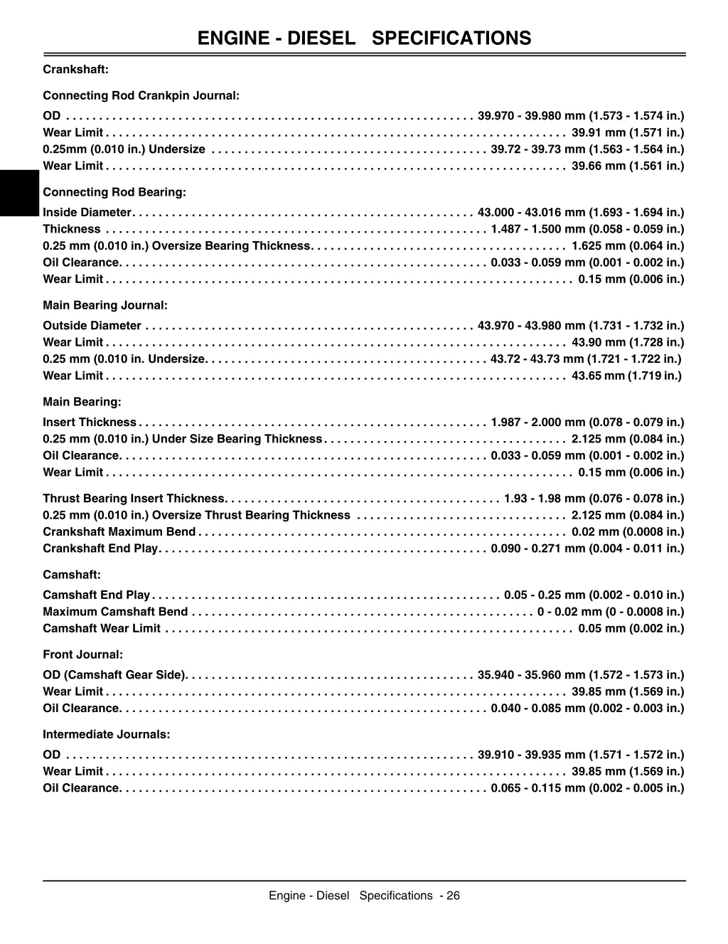 engine diesel specifications 3