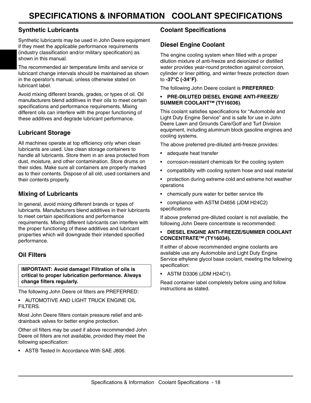 specifications information coolant specifications