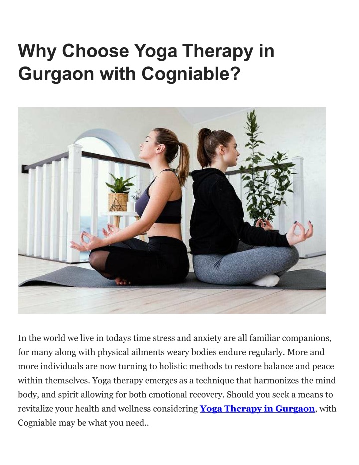 why choose yoga therapy in gurgaon with cogniable