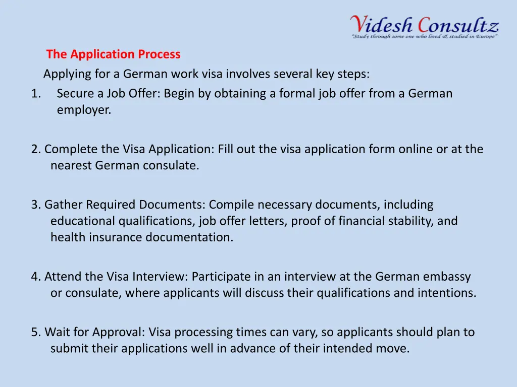 the application process applying for a german