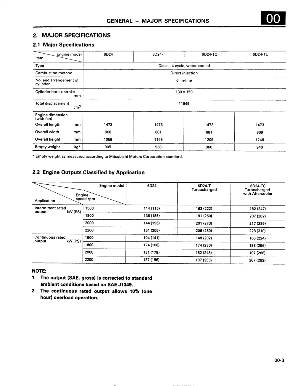 general major specifications