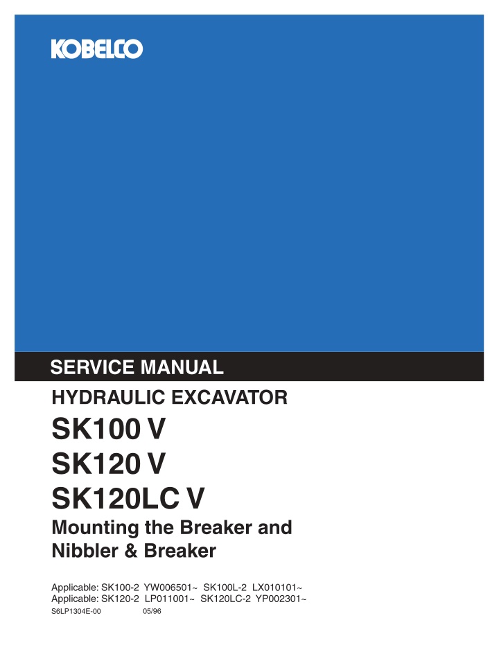 service manual hydraulic excavator