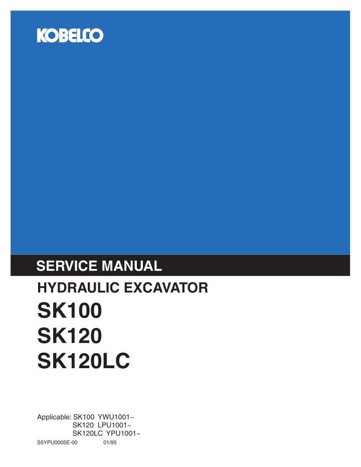 service manual hydraulic excavator