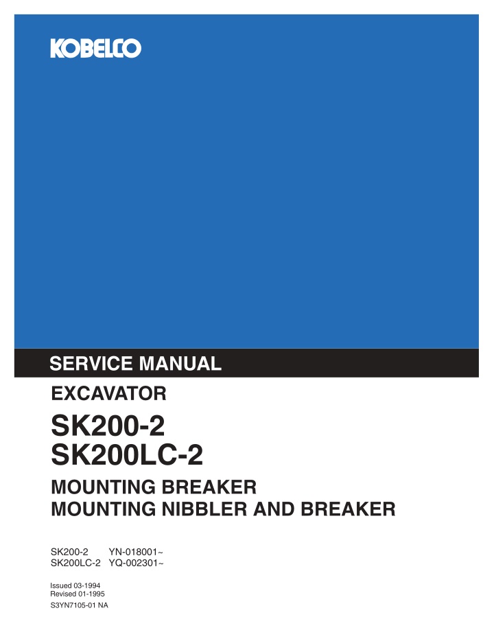 service manual excavator