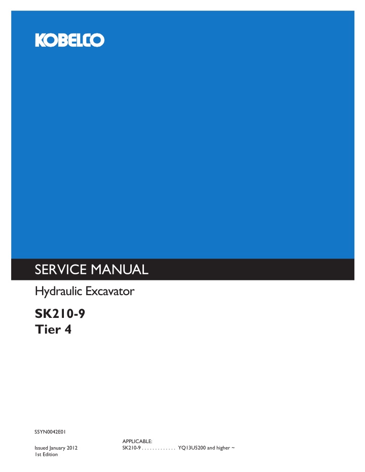 service manual hydraulic excavator