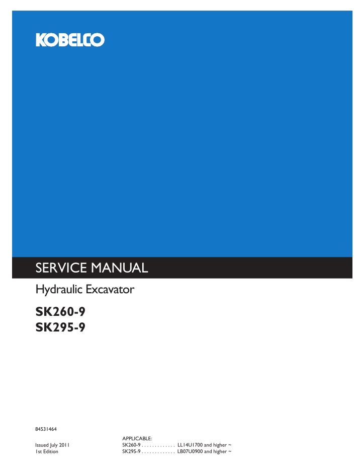 service manual hydraulic excavator