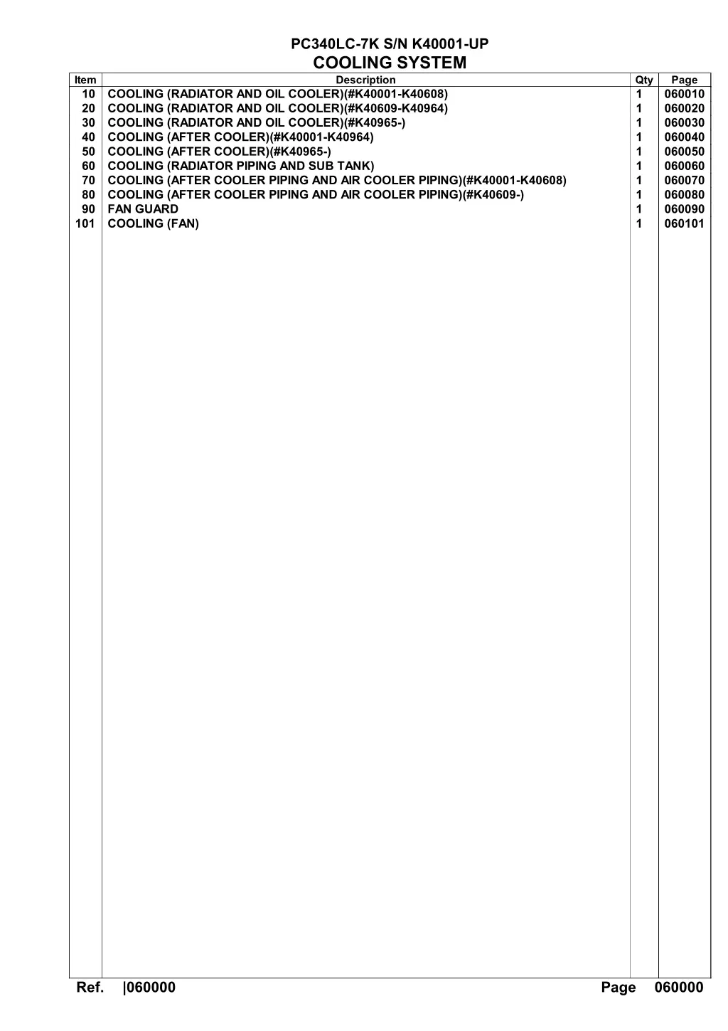 pc340lc 7k s n k40001 up cooling system