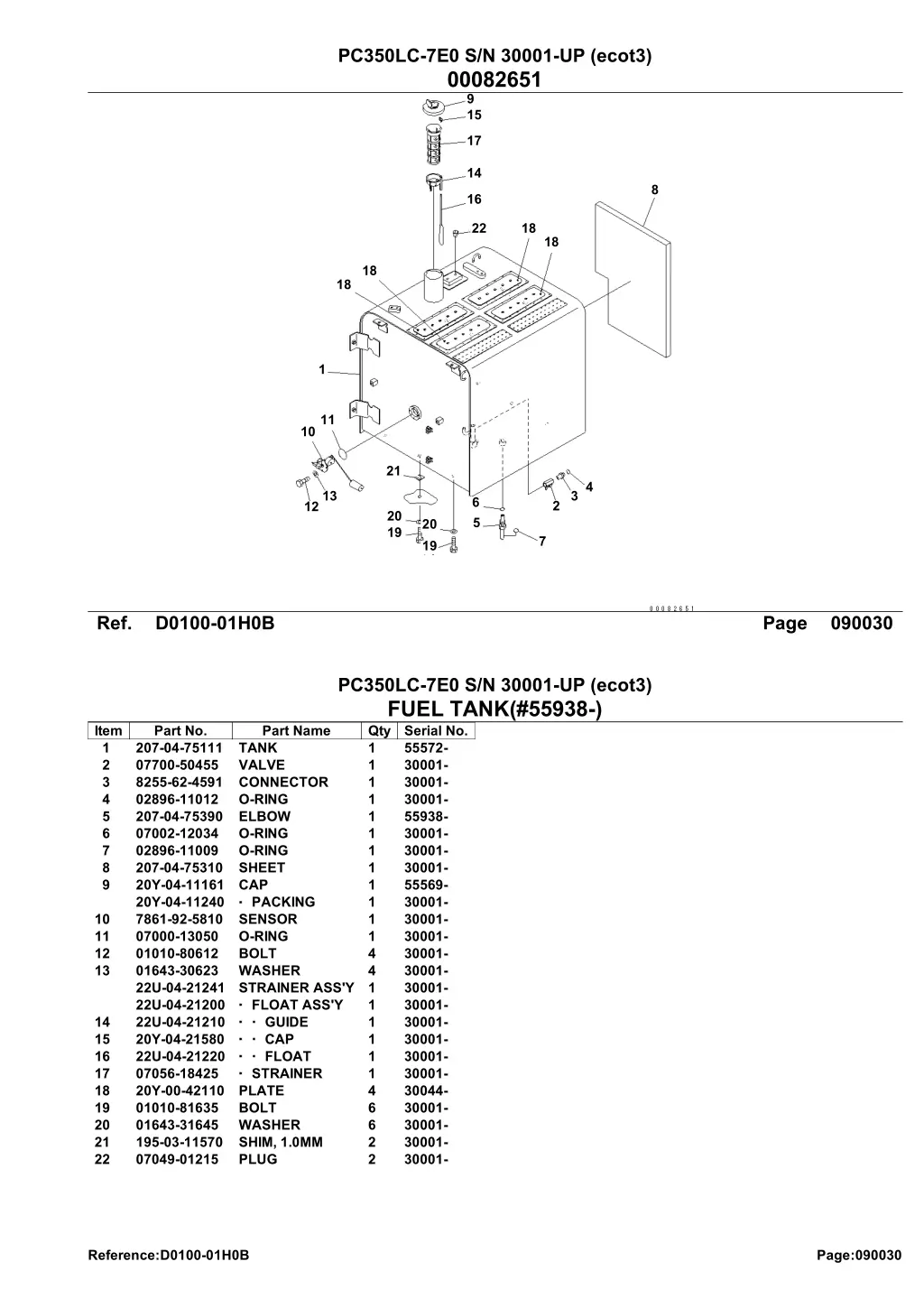 pc350lc 7e0 s n 30001 up ecot3 00082651 9 15