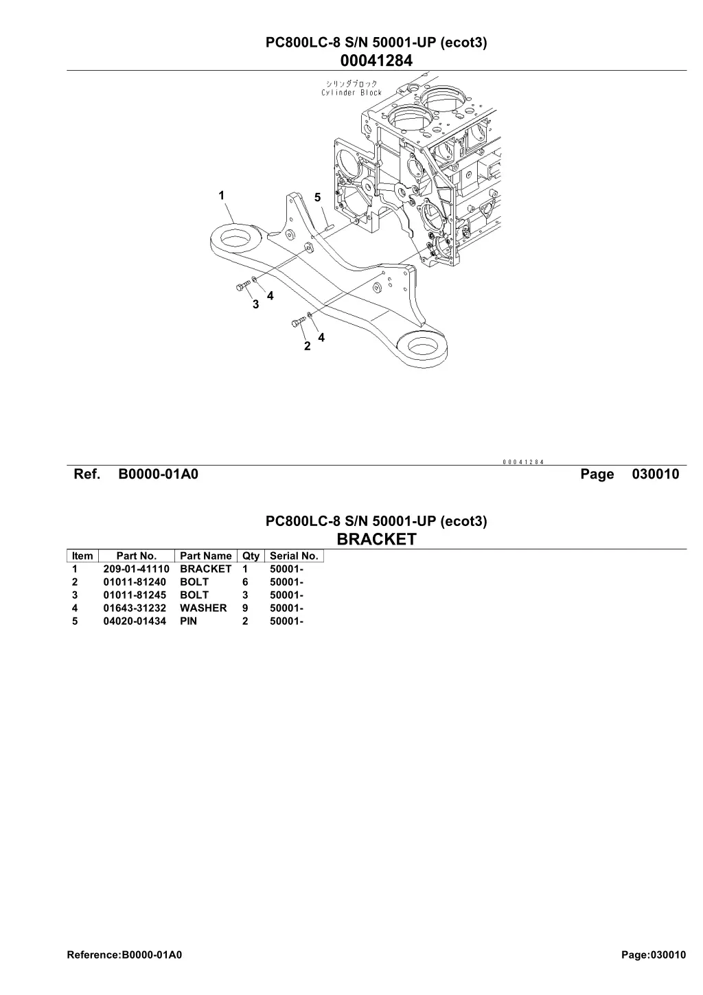 pc800lc 8 s n 50001 up ecot3 00041284