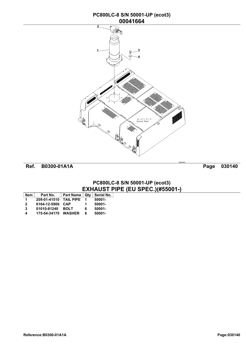 pc800lc 8 s n 50001 up ecot3 00041664 2