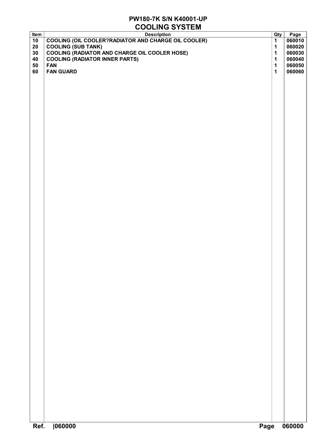 pw180 7k s n k40001 up cooling system description