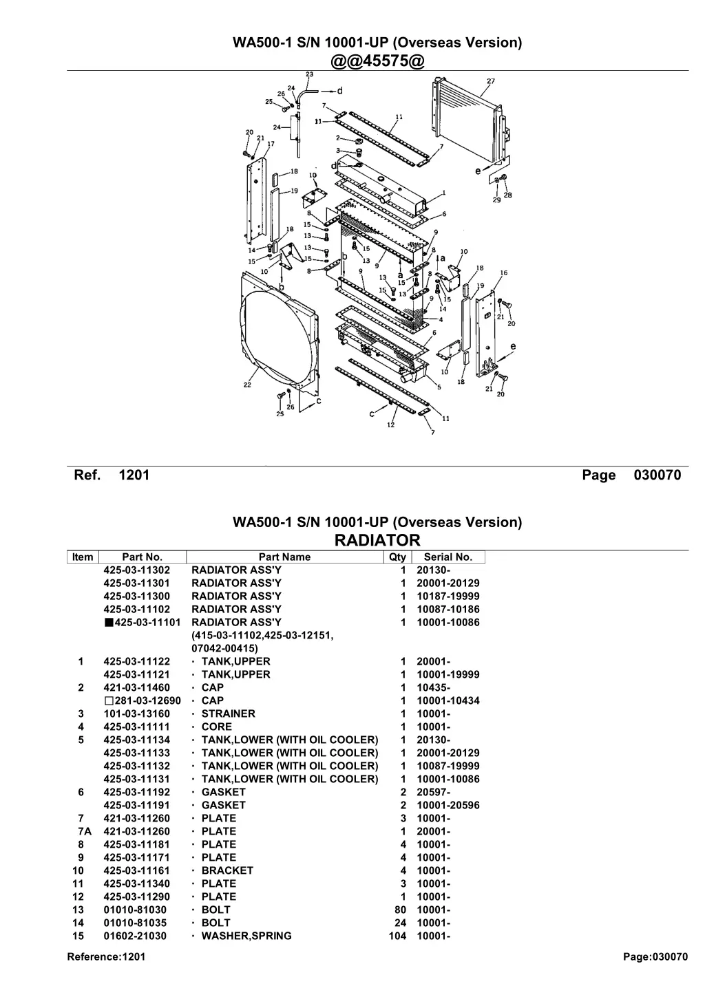 wa500 1 s n 10001 up overseas version @@45575@