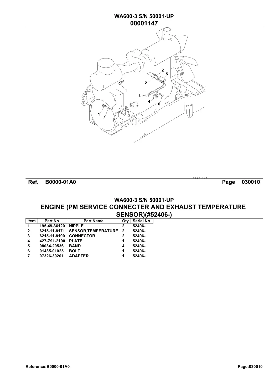 wa600 3 s n 50001 up 00001147