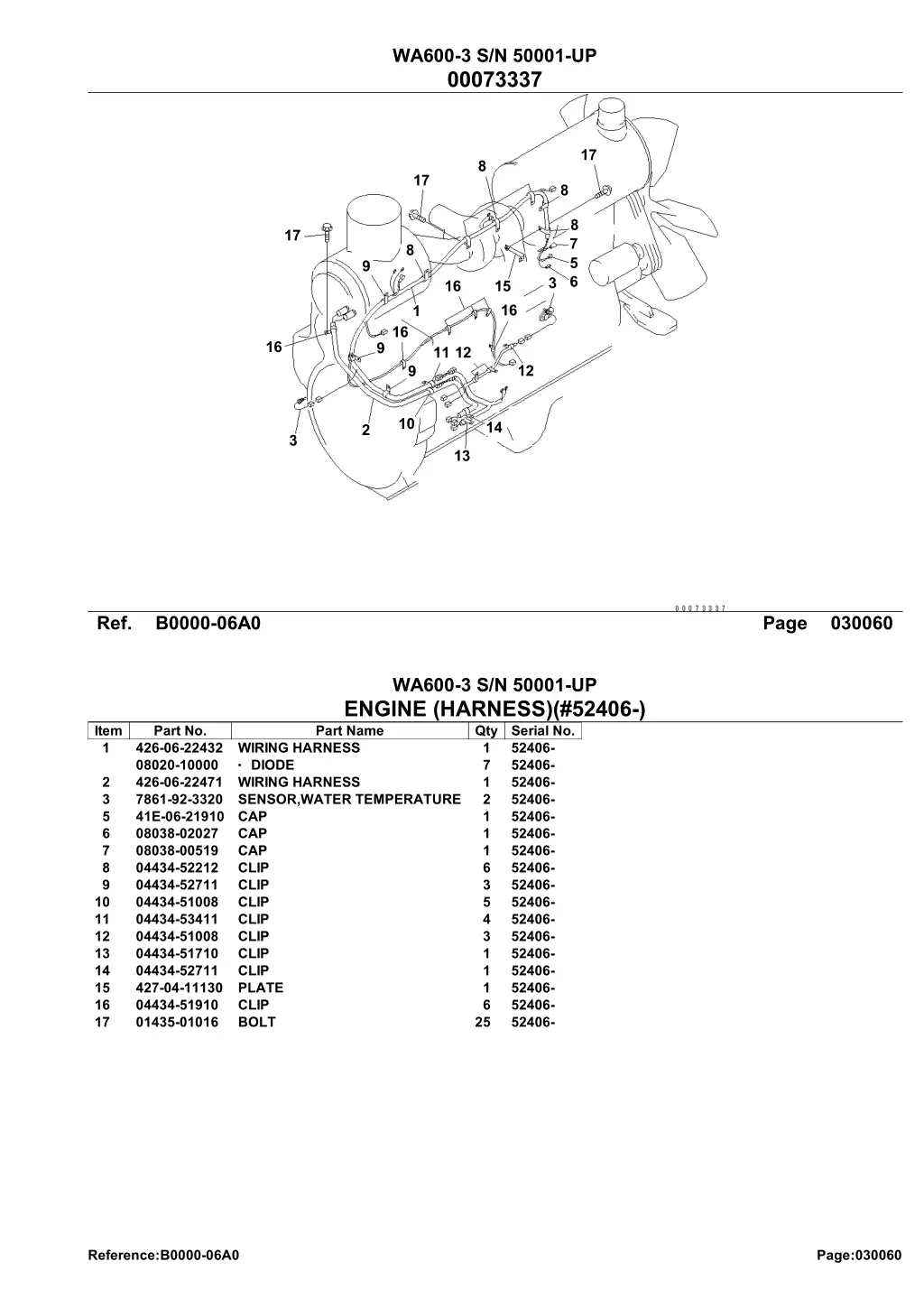 wa600 3 s n 50001 up 00073337