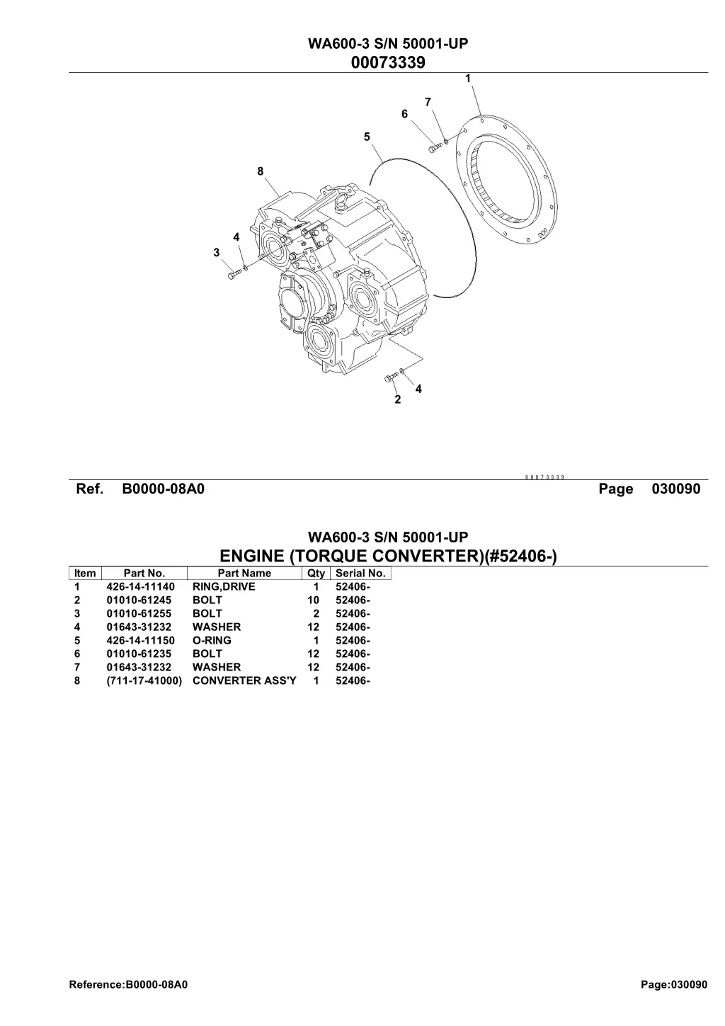 wa600 3 s n 50001 up 00073339