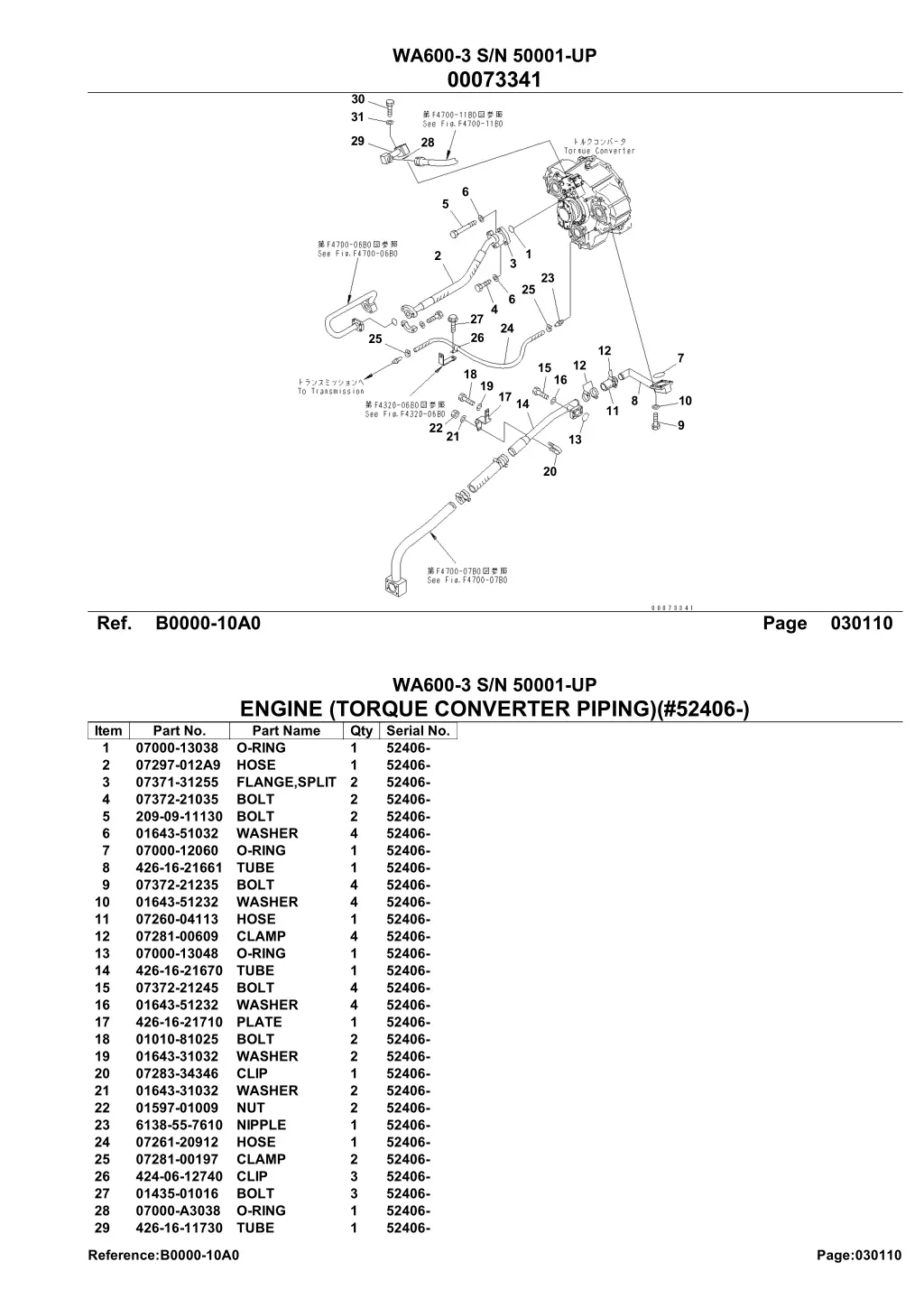 wa600 3 s n 50001 up 00073341