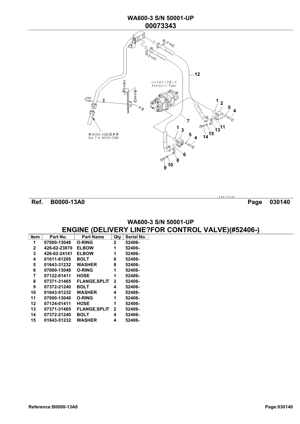 wa600 3 s n 50001 up 00073343