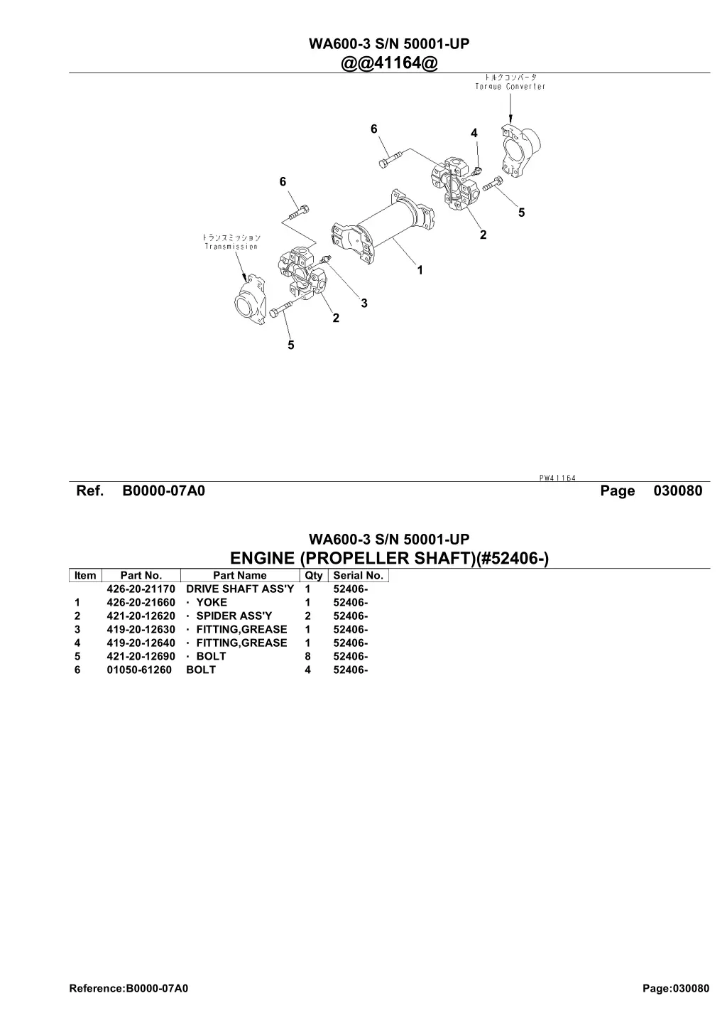 wa600 3 s n 50001 up @@41164@