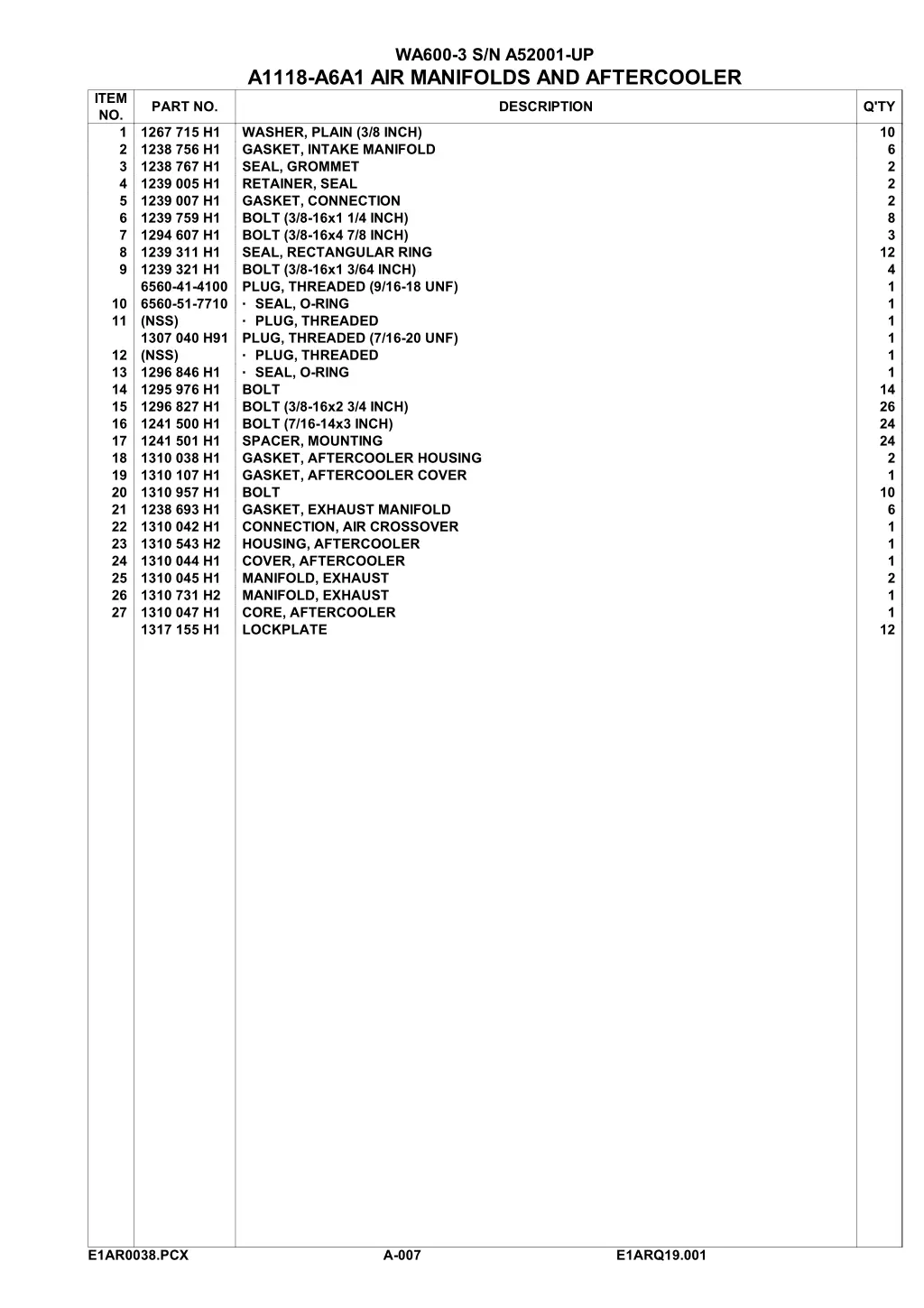 wa600 3 s n a52001 up