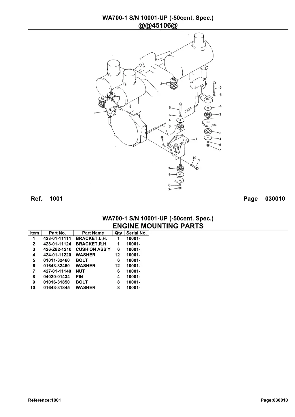 wa700 1 s n 10001 up 50cent spec @@45106@