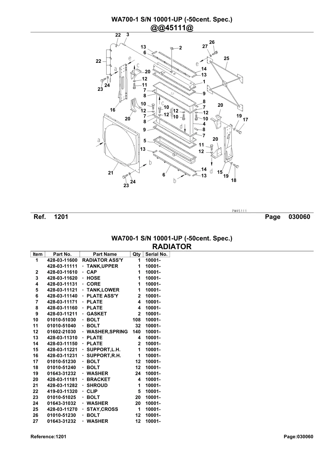 wa700 1 s n 10001 up 50cent spec @@45111@ 3 22