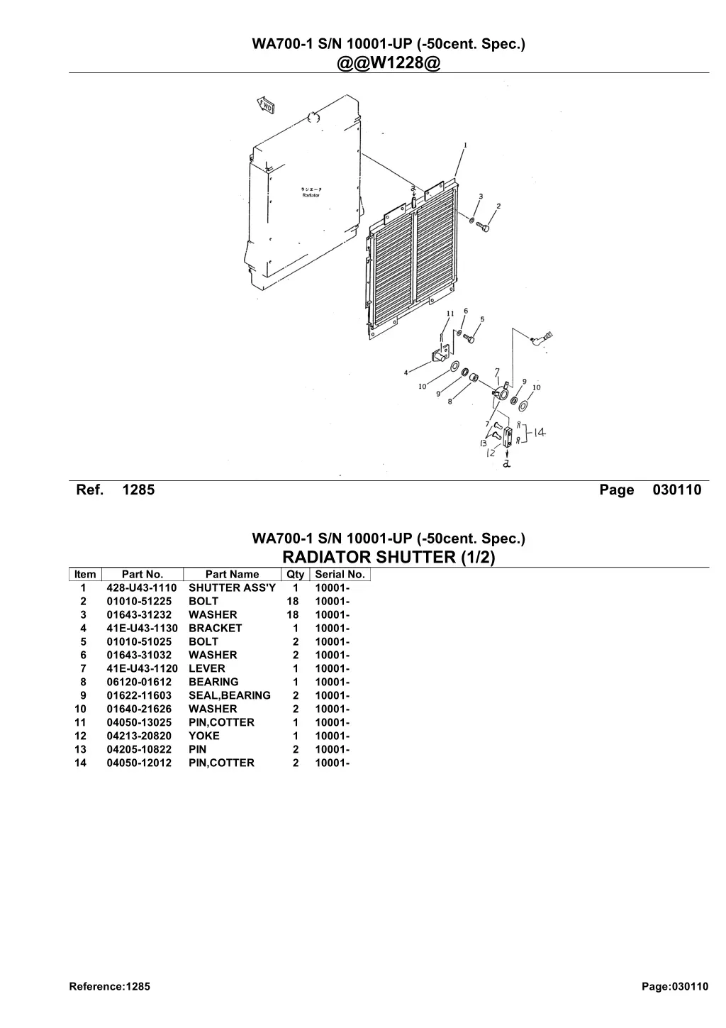 wa700 1 s n 10001 up 50cent spec @@w1228@