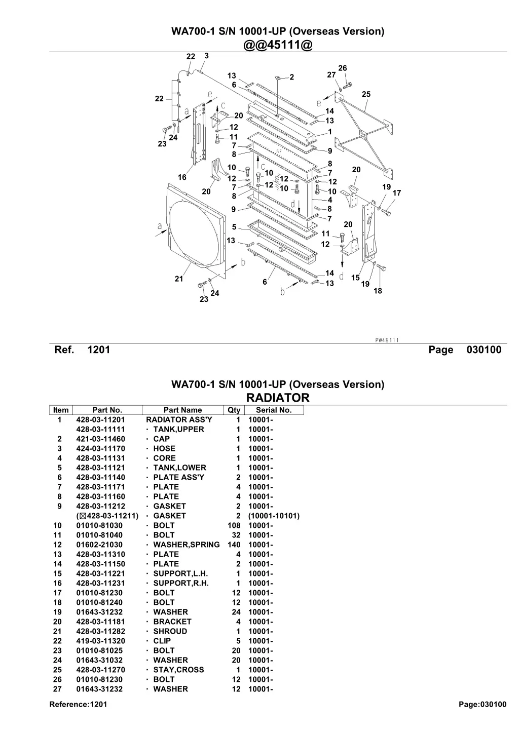 wa700 1 s n 10001 up overseas version @@45111@