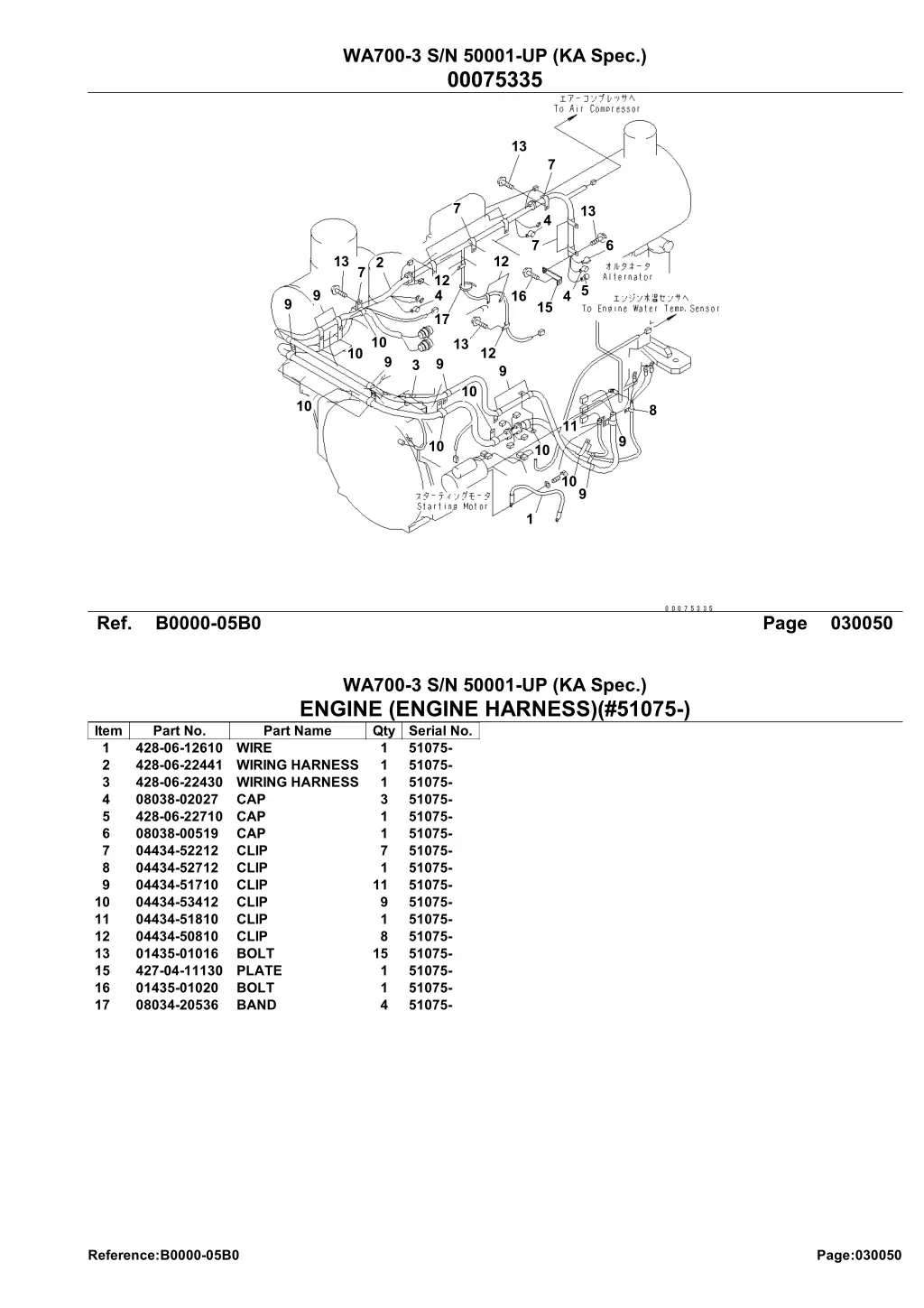 wa700 3 s n 50001 up ka spec 00075335